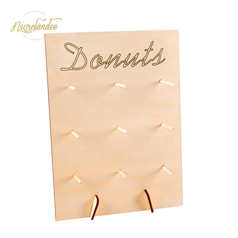 Nicrolandee Hout Donut Muur Display Stand Hout Donut Display Board Voor Bruiloft Verjaardag Baby Shower Bridal Shower Feestartikelen: 02