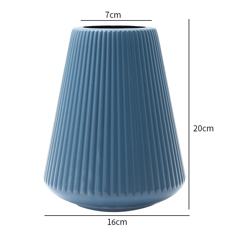 Vases for Decoration Home Plastic Vase White/Blue Flower Basket Arrangement Living Room Modern Style Simple Artistical: Type C Blue 20cm