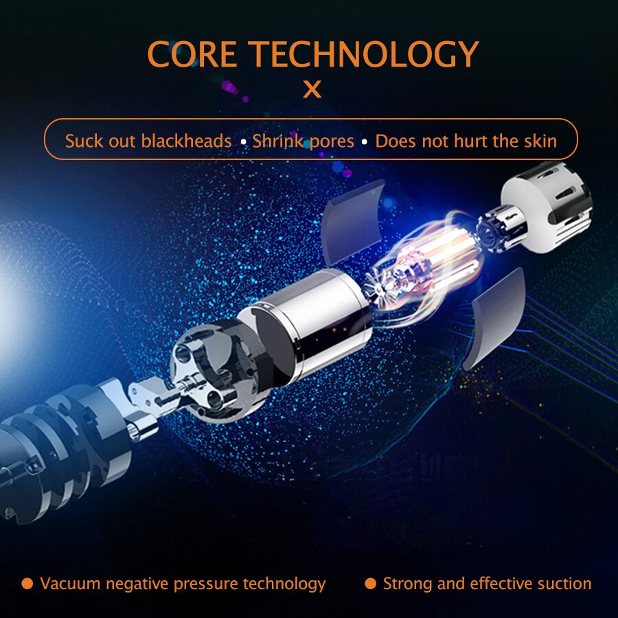 Blackhead Remover Facial Pore Clean Acne Extractor Kit Blackhead Remover Suction Tool 6 Replaceable Suction Heads