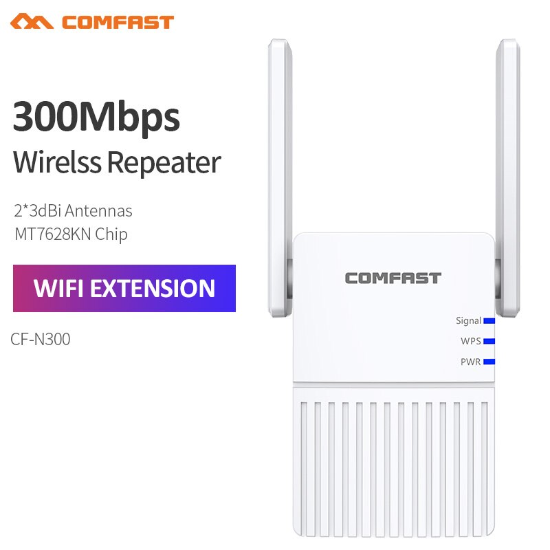 Repetidor wifi de 300mbps para longo alcance, extensor e ampliador de sinal wireless de 2.4ghz