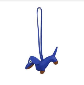 LLavero de Bulldog salchicha de coche para hombre, llaveros de perro de cuero PU, para mujer, bolso, colgante, joyería, llavero con baratija: Azul