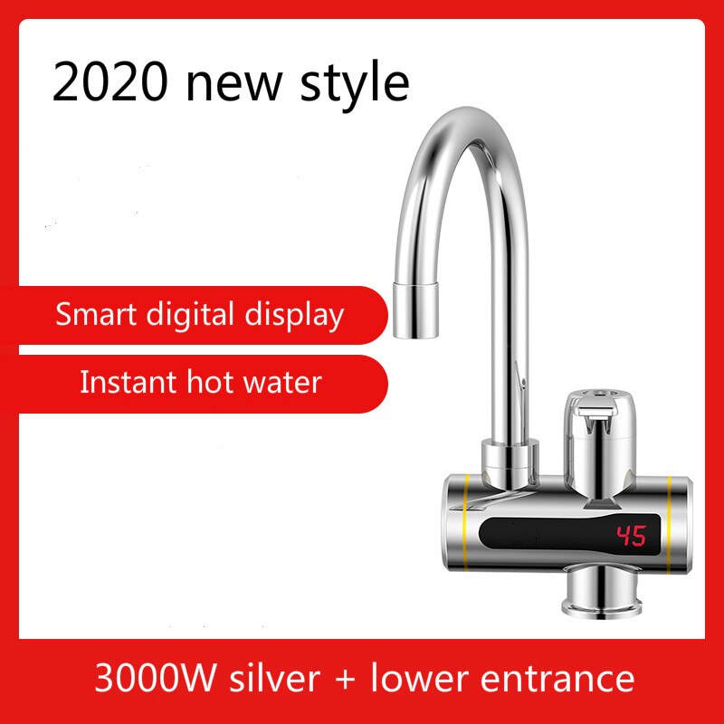 neue elektrische heißer wasser wasserhahn instant heißer küche haushalt elektrische wasser heizung dusche küche bad küche schatz: Silver  lower entra / AU Stecker