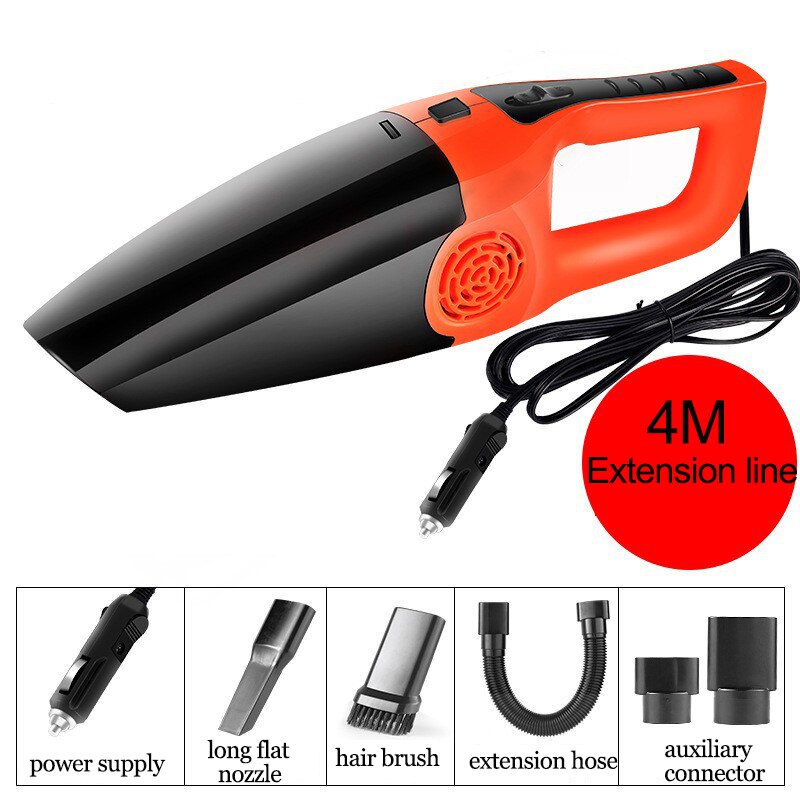 8000Pa Strong Suction Car Vacuum Cleaner 120W 12V Portable Handheld Car Plug Wired Wet/Dry Vaccum Cleaners for Car Home Pet Hair: Orange