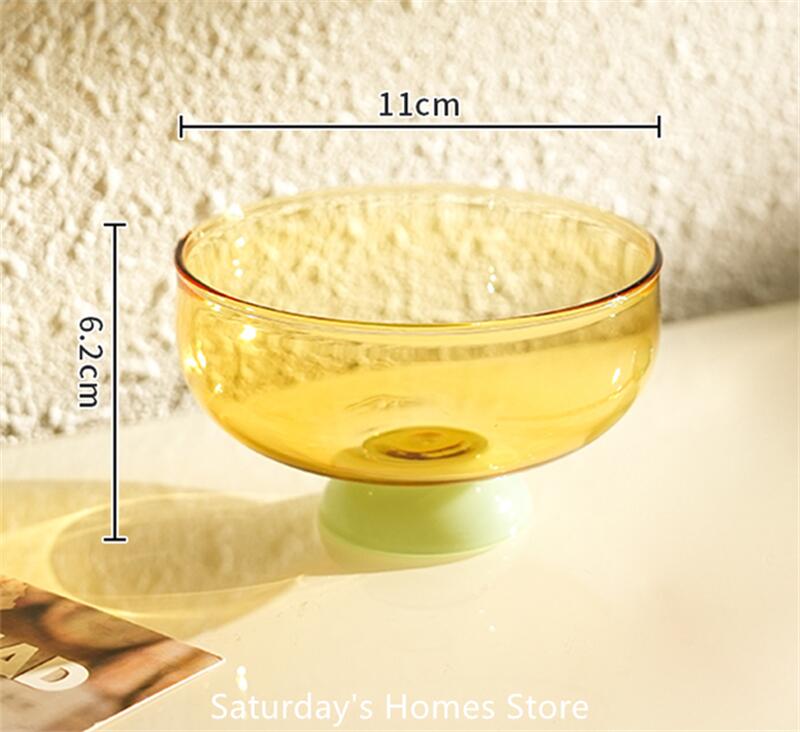 Round Bowl Goblet Dessert Glass Mug S-shaped Cup Stem Ice Cream Bowl Cup Milkshake Dessert Cup Colored Borosilicate Glass: Orange
