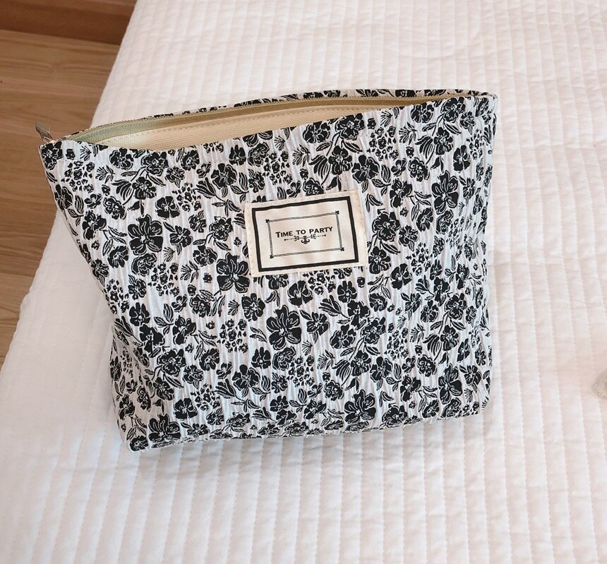 Sac à cosmétiques en tissu de coton à bulles, sac de maquillage pour femmes, organisateur de nécessaire, sacs de toilette de voyage, pochette à cosmétiques à fleurs, étui de beauté: Type G