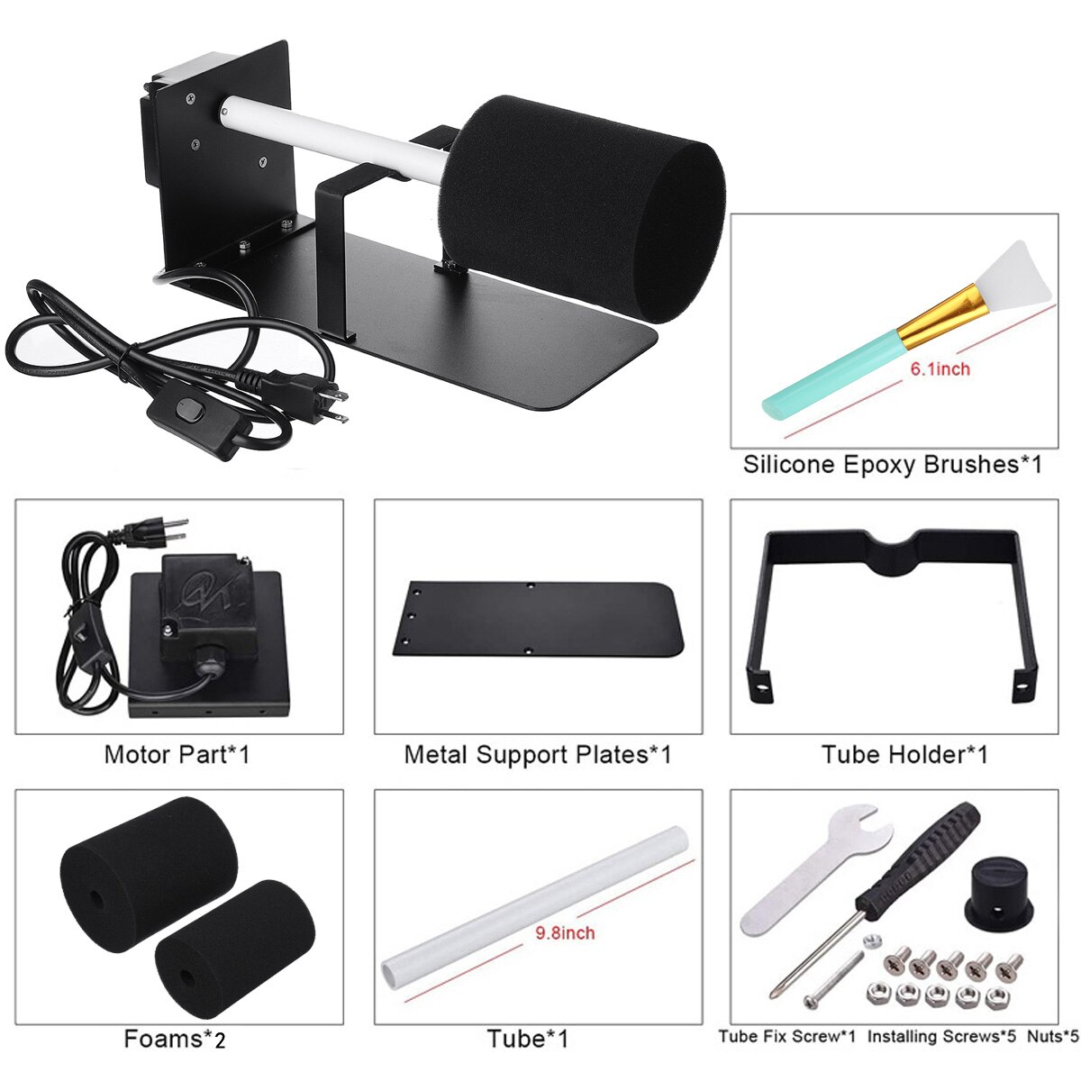 Electric Cup Turner for Crafts Tumbler Spinner Kit Cup Tumbler with Motor Cup Rotator Tools for DIY Epoxy Crafts AC 110v/220v