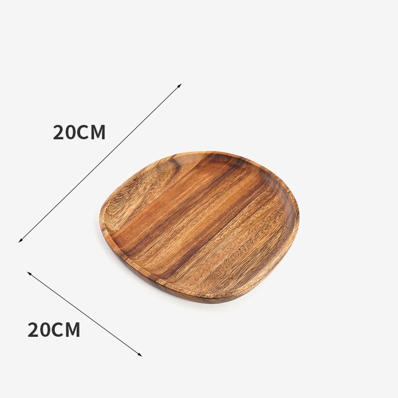 Japanese Natural Wood Plate Food Dessert Bread Serving Platter Fruit Breakfast Dishes Tray Sushi Salad Dinnerware Plate Stand: 20 X 20 CM