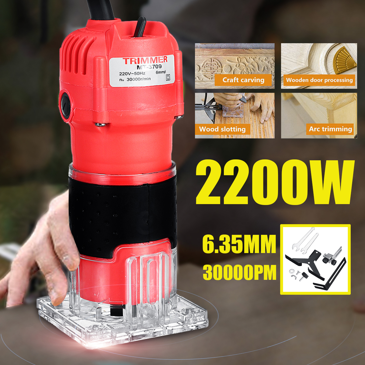 110V/220V 1300W elektrisch Hand Trimmer Holz Laminator Router DIY Holzbearbeitung Cutter Carving Mahlen Schlitzen Maschine Energie Werkzeug