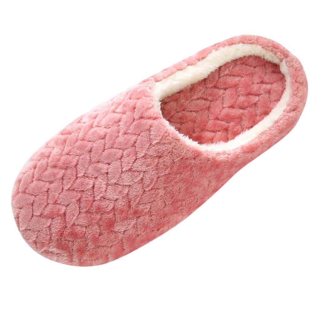 Accueil femmes Jacquard pantoufles intérieur chambre à coucher antidérapant pantoufle hiver coton chaussures doux peluche zapatos de mujer FN55: Rouge / 39