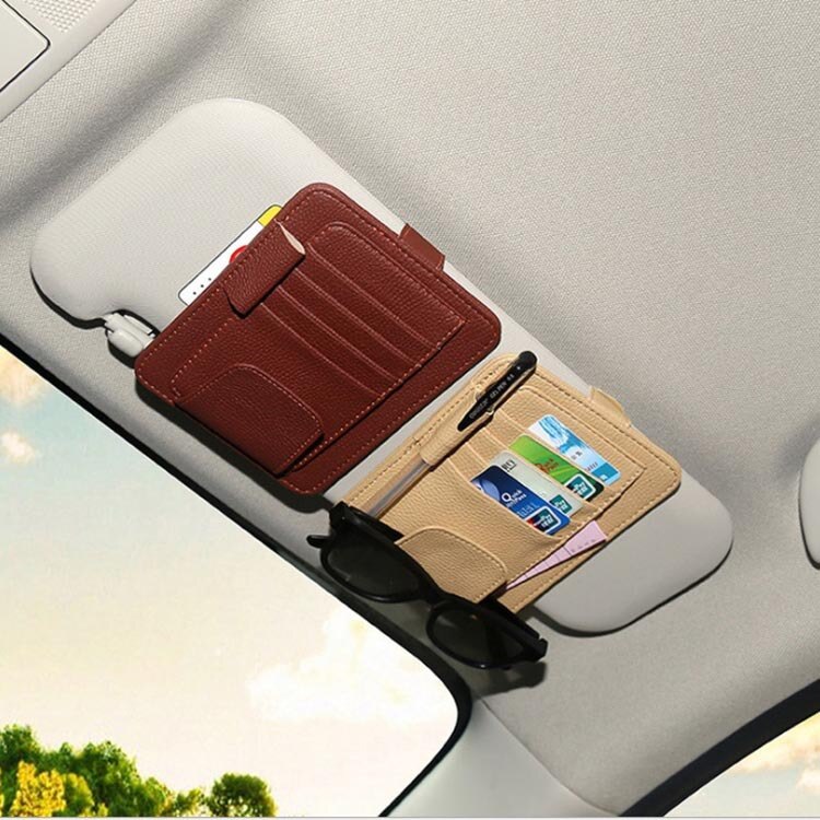 Auto Car Interior Sun Visor Card Case Holder Organizer Clipper Hold Pen Papers Ticket Bag Hanger Car-Styling Stowing Tidying