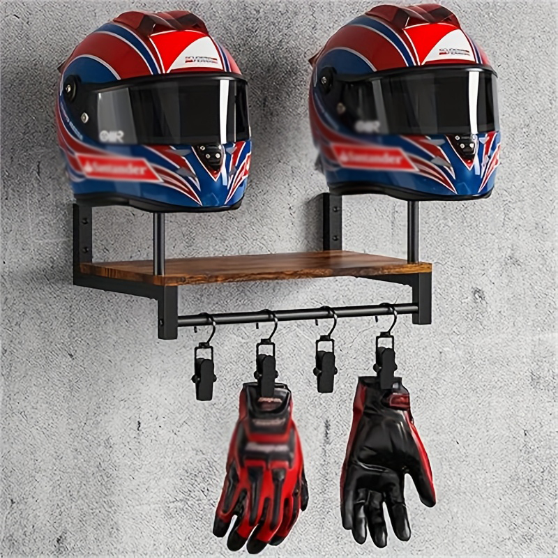Motorradhelm-Wandhalterung mit Holzregalhaken, Moto-Cross- und Fahrradausrügestochen, Sporthalterungen, Motorradzubehör