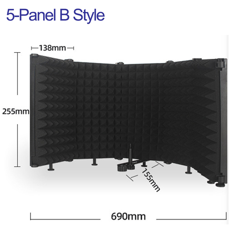 Foldable Microphone Screen Sound Absorbing Vocal Recording Panel Acoustic Isolation Microphone Shield Sound-proof Plate 3P/5P: 5-Panel  Type3