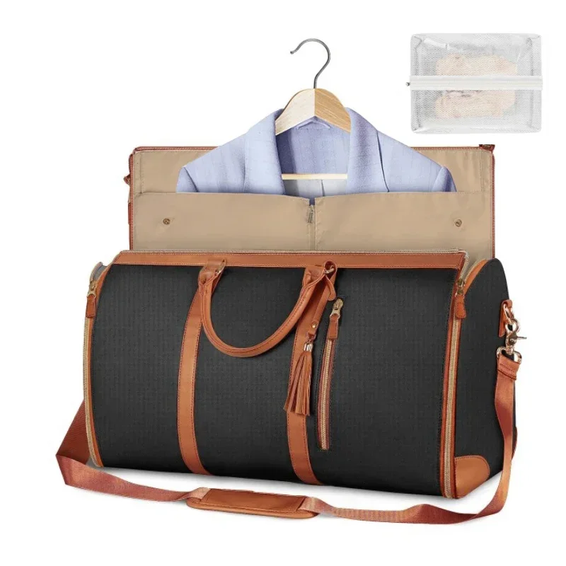 1pc Faltbare frauen Reise Bequem Handgepäck Kleidung Tasche Große PU Leder Seesack frauen Business reisetasche