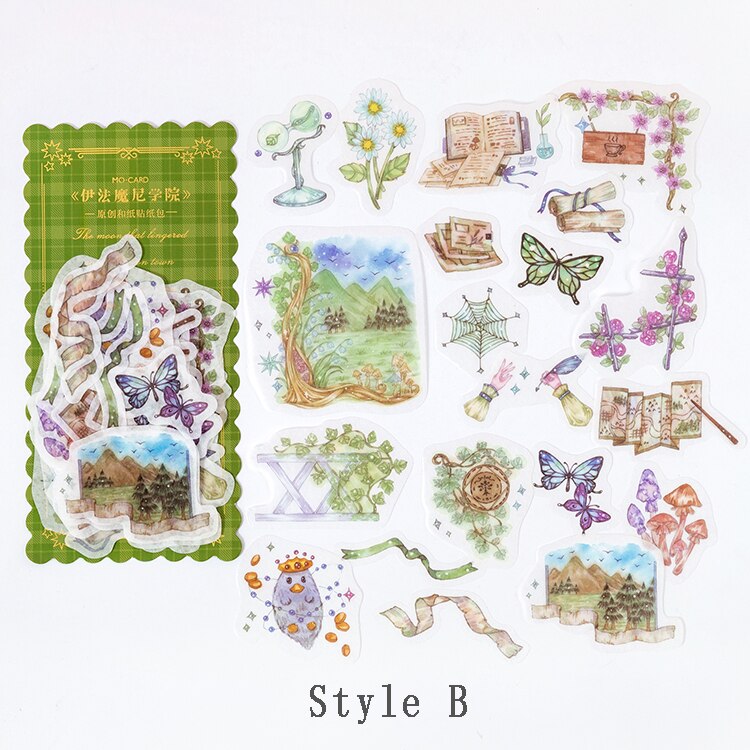 Mr. Papier 60Pcs Brief Van Magic Deco Dagboek Grote Washi Sticker Scrapbooking Label Planner Doodling Decoratieve School Briefpapier: B