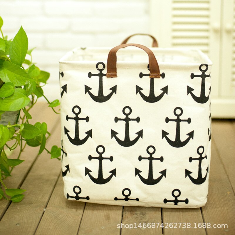 Organiseur de rangement nordique pour linge, grand espace, poignée pliable, panier à linge