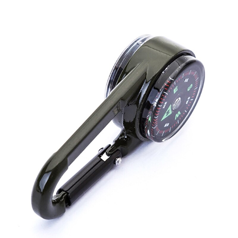 Camping Climbing Hiking 3-in-1 Compass Carabiner Thermometer Snap Hook Keychain Outdoor Survival Tools