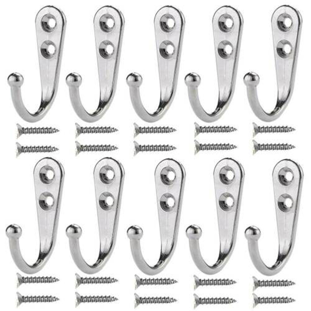 10 stk sorte små metal kroge nøgle frakke hatte bøjle tøj kroge til badeværelse køkken værelse håndklæde rack frakke hat holder: 10 stk skiver