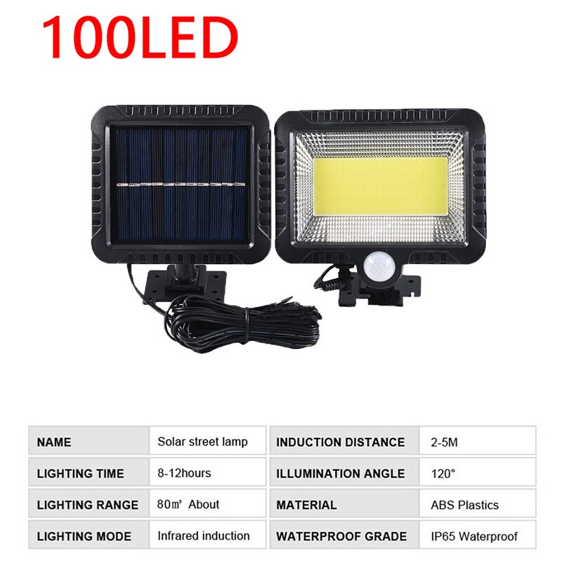 thumbnail image 2 of Ikaufen 100 LED Solar Wall Light – Outdoor PIR Motion Sensor – IP65 Waterproof Garden Lamp 2 of 4