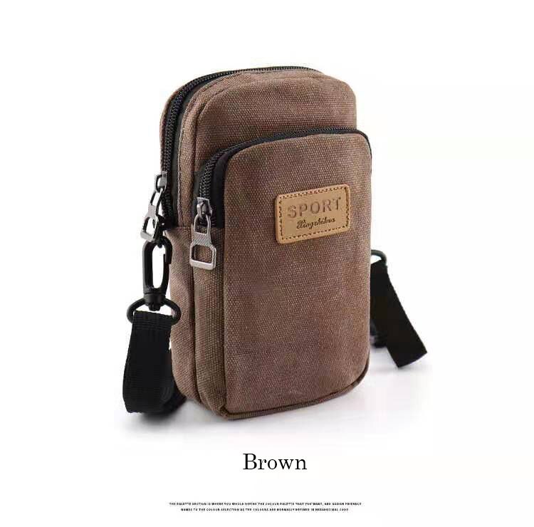 Universale 6.5 ''Impermeabile Multifunzionale della tela di canapa sacchetto del telefono del Sacchetto di Spalla Della Borsa Casual Crossbody bag Borse Messenger per Gli Uomini Uomo: Brown