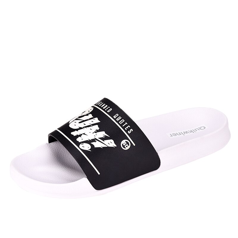 Summer Beach Slippers Simple Shoes Non-slip Bathroom Slides Flip Flops Men Thick Sole Platform Indoor Slippers Red White: Black White / 8