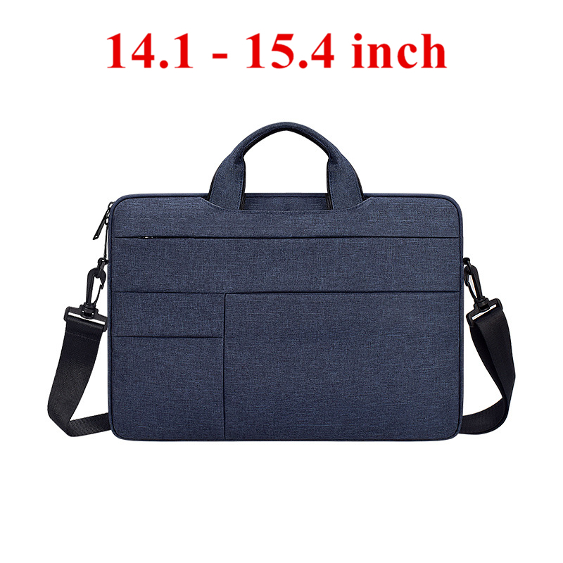 Portable Hand Office Notebook Laptop Bag For Men Women Briefcase Waterproof Pocket Case Computer Shoulder Handbag 13 14 15.6 PC: Blue 14.1 inch