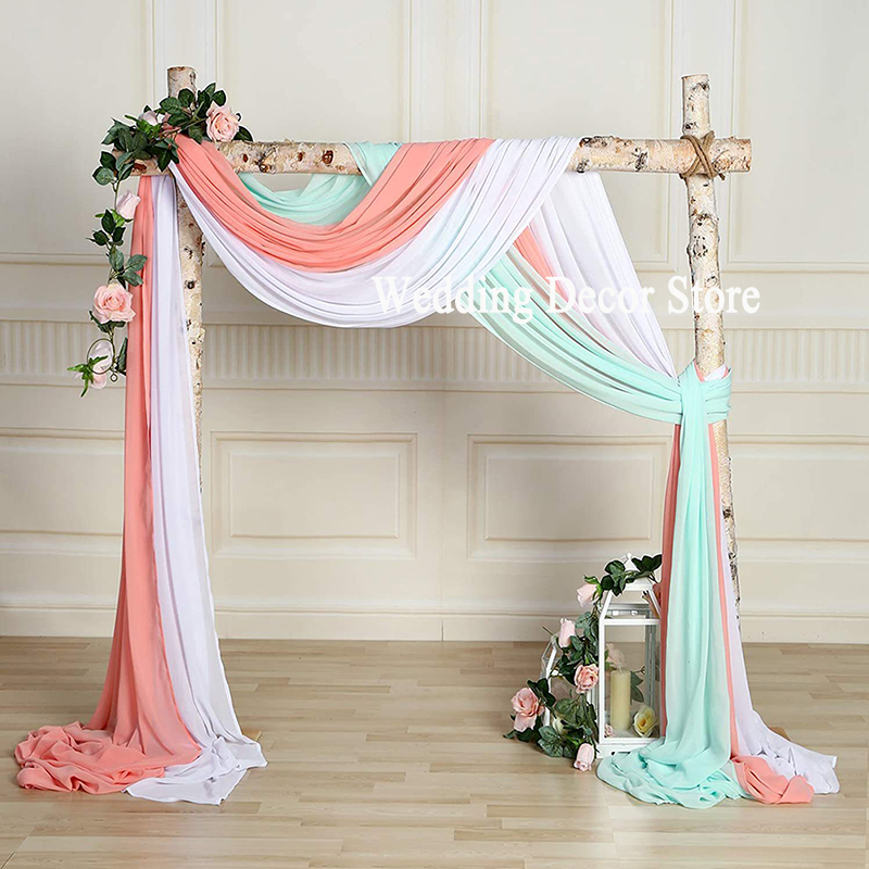 Chiffon Bogen Gardinen Tafel draussen Hochzeit Hintergrund Vorhang Zeremonie Drapieren Schleier Laube Stoff Veranstaltung Party Vorhänge DIY Dekor