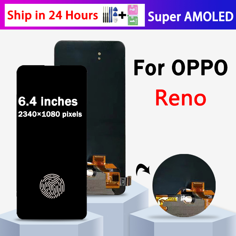 Super AMOLED dla Oppo Reno Wyświetlacz LCD + Zespół digitizera ekranu dotykowego dla Oppo Reno PCAM00 PCAT00 CPH1917 Ekran LCD