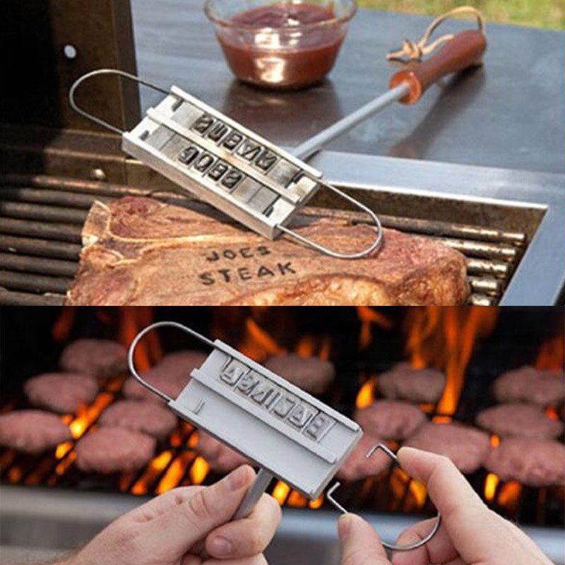 Bbq-brandmerkijzer met verwisselbare engelse letters, barbecue steaknamen, gereedschap voor buiten  ja55