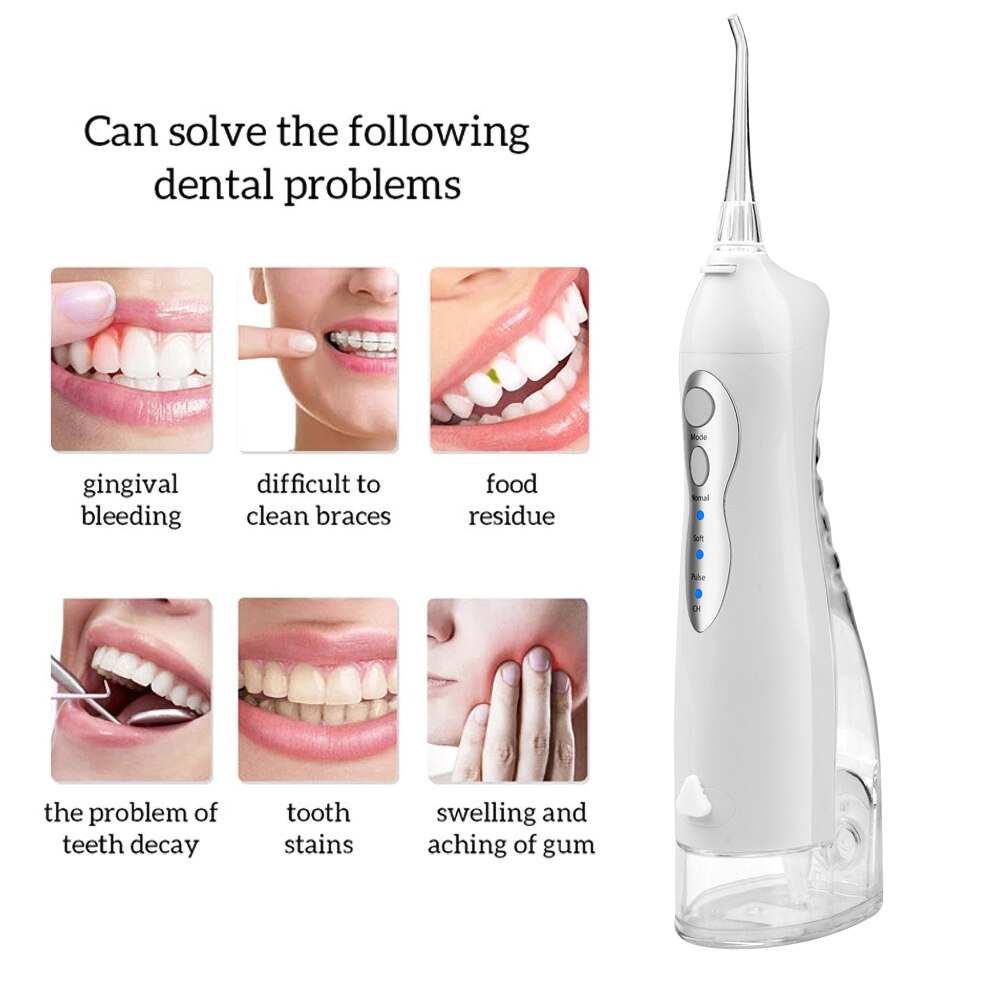 Portable Tooth Cleansing Oral Irrigator Flosser Dental Water Jet 220Ml Water Tank Waterproof Teeth Cleaner Maintain Oral Health