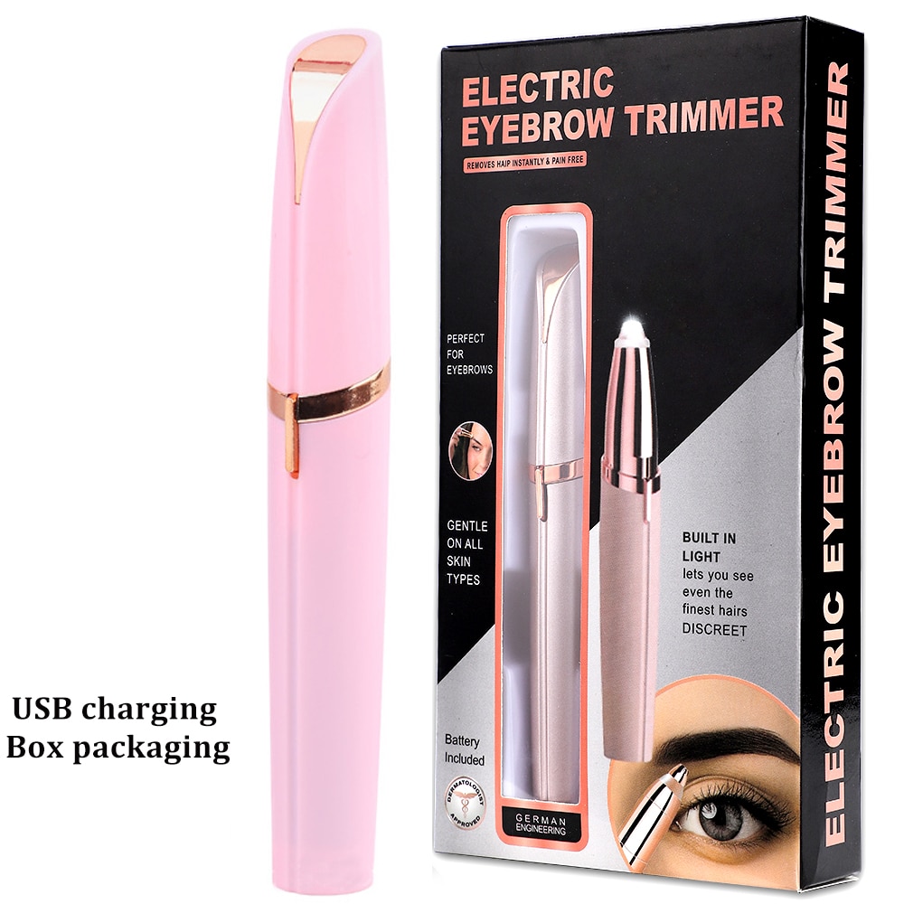 Electric Epilator Eyebrow Trimmer Makeup Painless Epilator Facial Hair Eye Brow Remover Mini Eye Brow Shaver Razors USB/Battery: USB pink