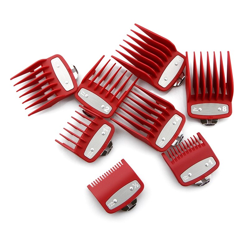 8 Stuks Tondeuse Limiet Kam Goud Professionele Universele Tondeuse Limiet Kam Size Kapper Vervanging Push Shear Tool: Rood