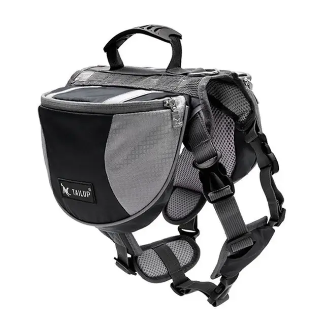 Pet Outdoor Backpack Large Capacity Dog Adjustable Saddle Bag Luxury Dog Backpack Harness Carrier For Traveling Hiking: M / black