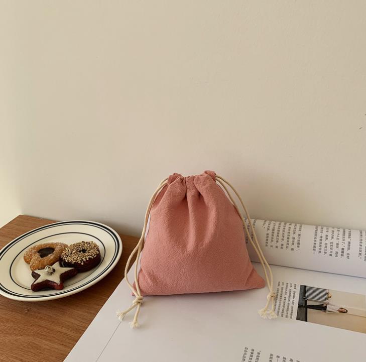 Lattice Cotton Fabric Floral Drawstring Storage Pouch Packaging Coin Purse Lipstick Jewelry Organizer Christmas Bag: SKY BLUE