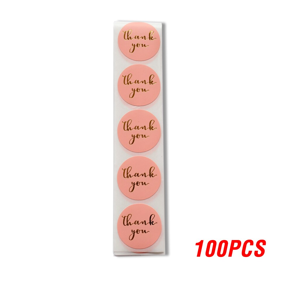 100-500pcs Gold Foil Thank You Stickers For Seal Labels 1 Inch Packaging Stickers Birthday Party Offer Stationery Sticker: YH85-100pcs