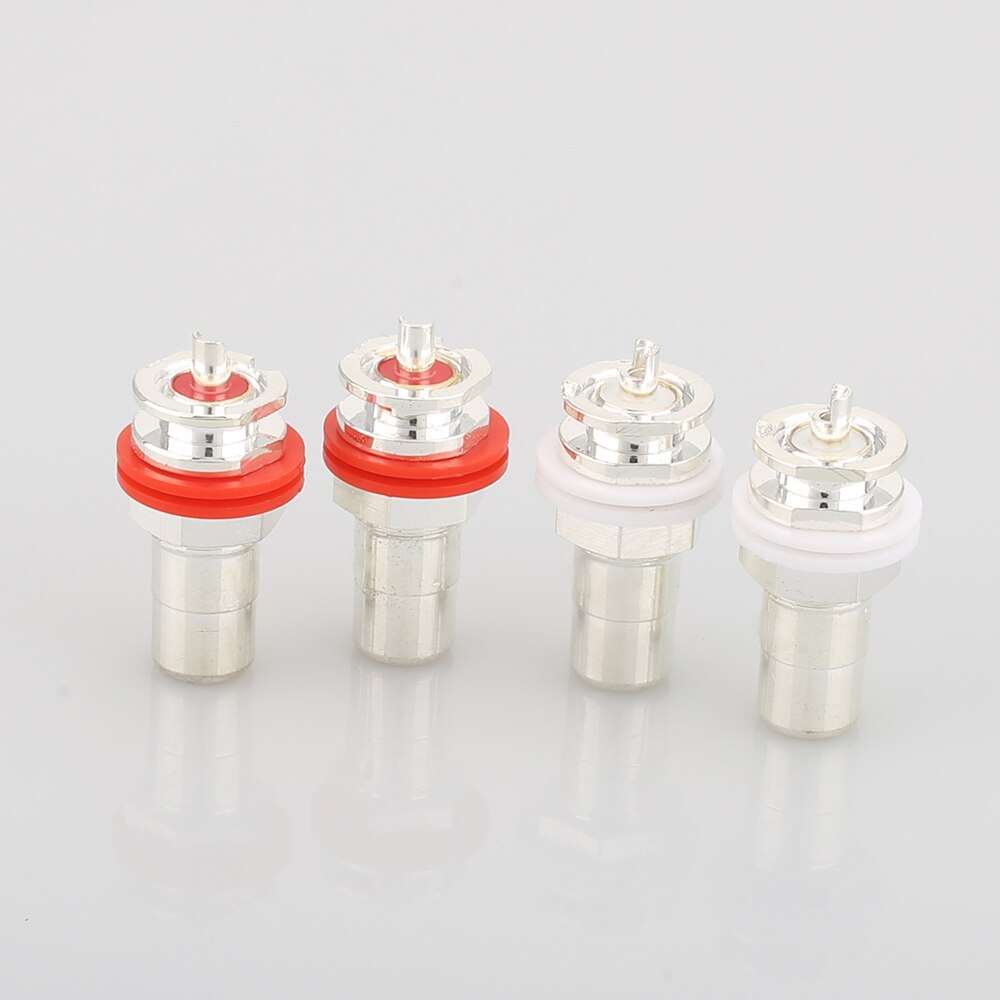 8Pcs Silver Plated RCA Phono Chassis Panel Mount Female Socket Adapter