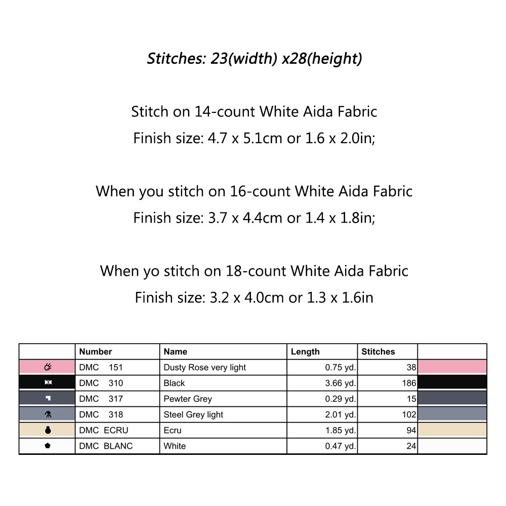 Cat Cross Stitch Pattern Chart DMC Symbol Color Chart