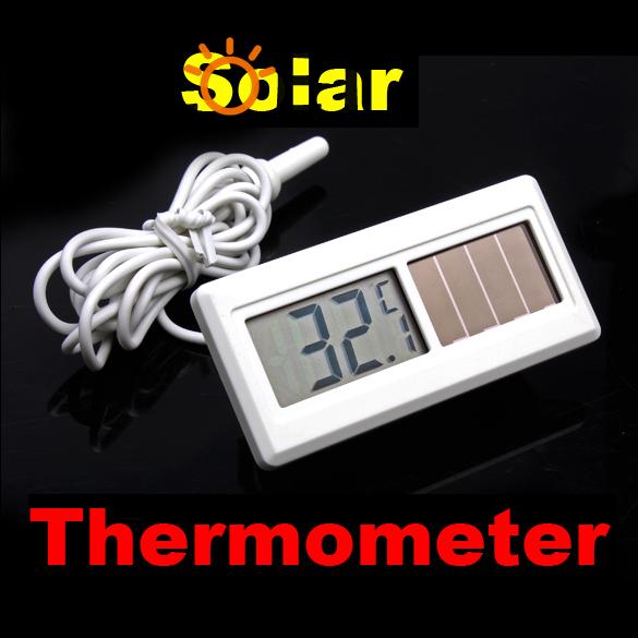 100% Brand and Potable Solar Powered Digital LCD Thermometer -50℃ ~ 150℃ Sensor Cable 1M