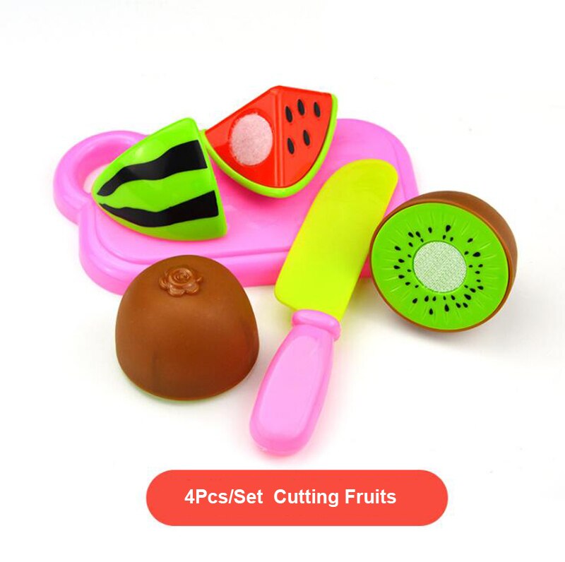 Children Pretend Play Set Plastic Food Toy DIY Cake Toy Cutting Fruit Vegetable Food Pretend Play Toys For Kids Educational: B0401 Fruits 4pcs