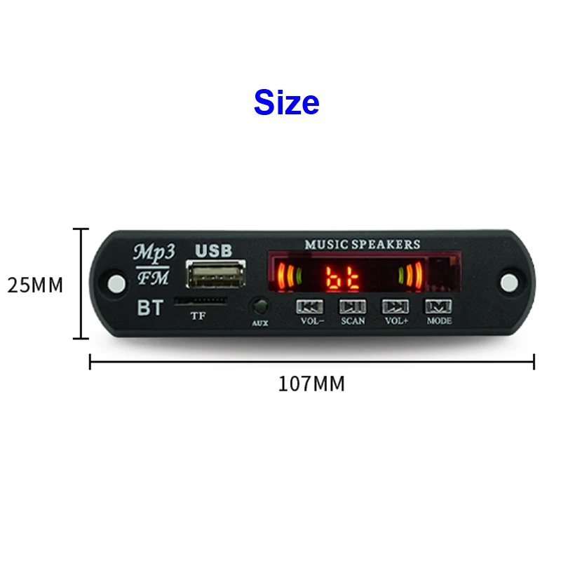 1X Bluetooth 5.0 MP3/WMA/WAV/APE/FLAC Dekoder Car Audio USB TF FM Radio Moduł MP3 Bluetooth Odtwarzacz muzyczny