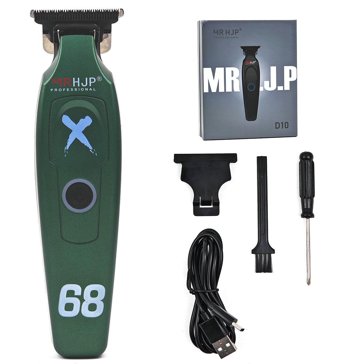 HJP D10 7000 rpm 1800 mAh Professionele heren Tondeuse 0 Afstand DLC Blade Hoge Snelheid Geluidsarme Tondeuse voor Kapper: Bruin