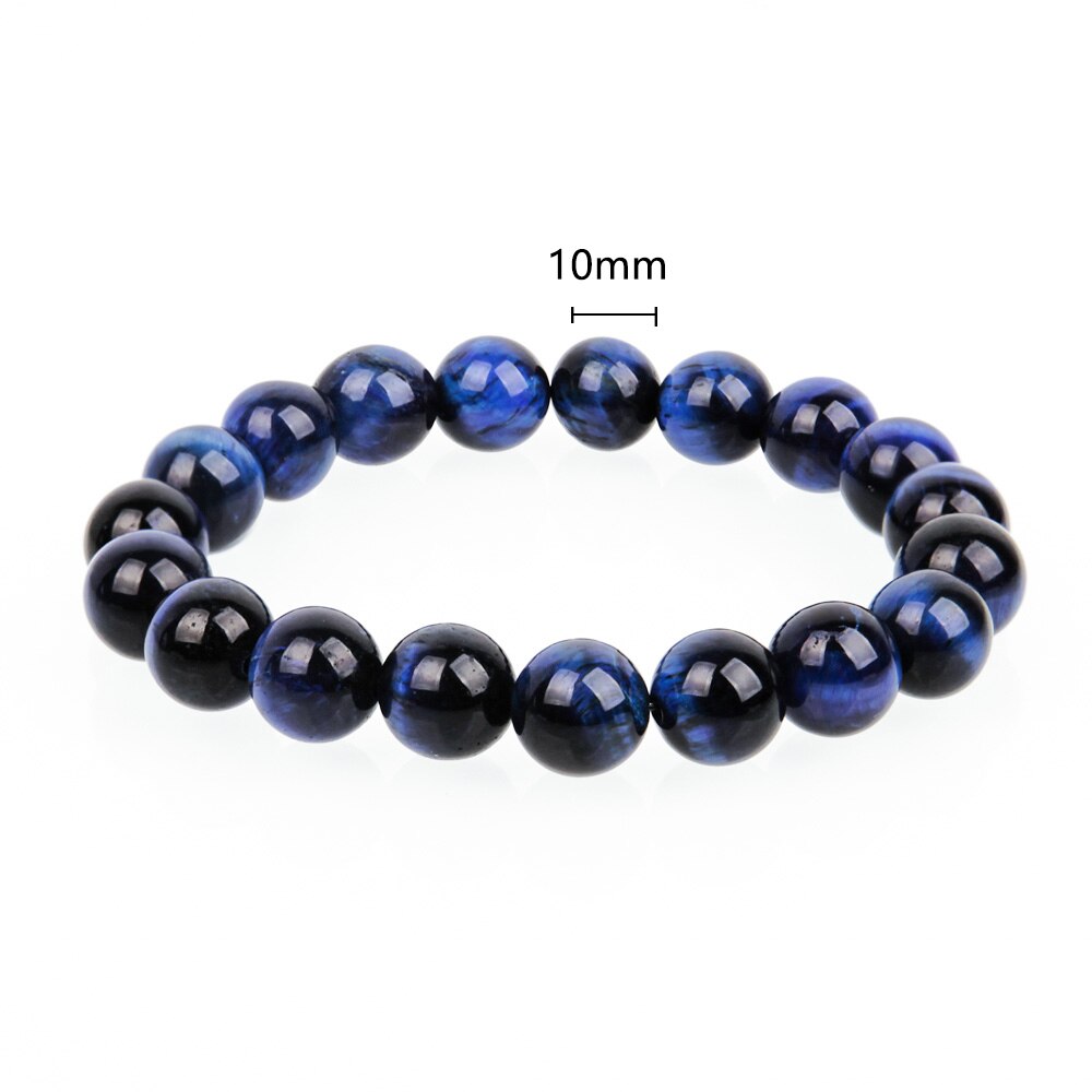 6/8/10/12Mm Natuurlijke Tiger Eye Crysta Kralen Stone Armbanden Voor Mannen Vrouwen Natuurlijke Kraal armband Boeddha Ketting Armbanden Unisex: 10mm Blue