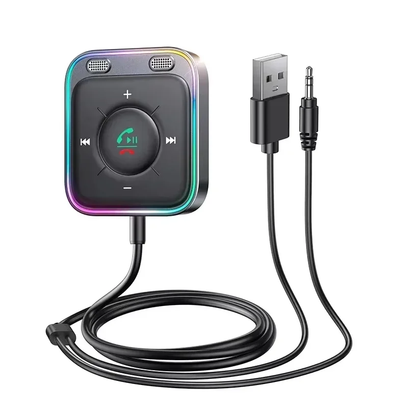 Bluetooth-autoset, bluetooth-autoadapter met aardlus-geluidsisolator, handsfree bellen en muziekstreaming, bluetooth-ontvanger, dubbele USB-autolader