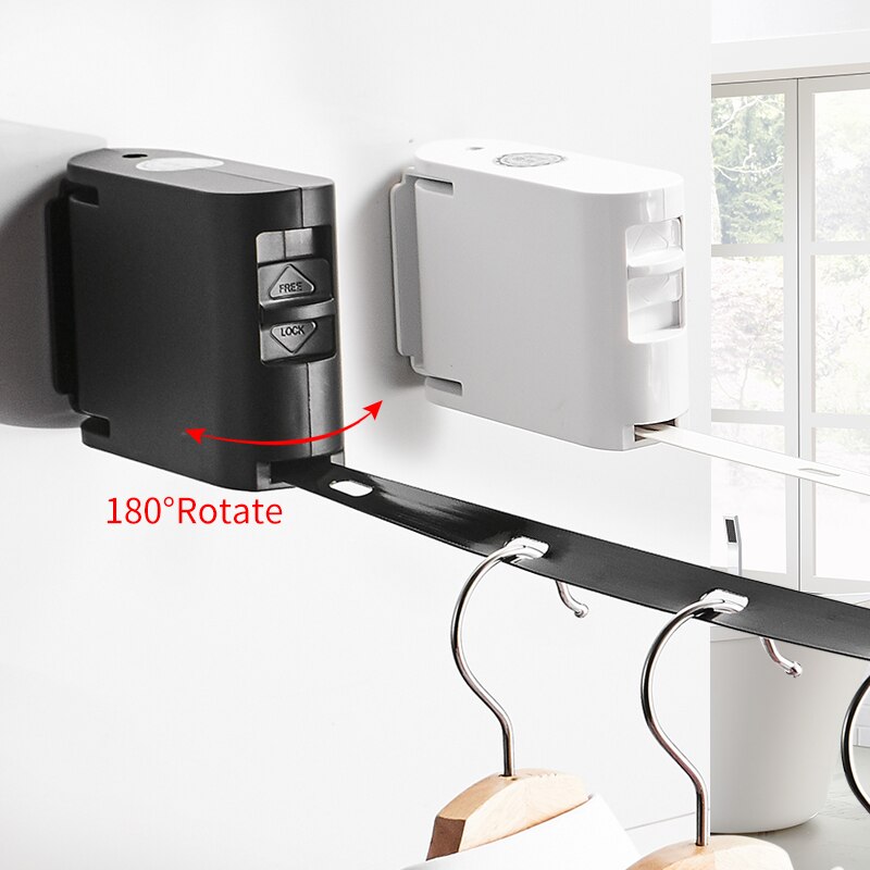 Indoor Invisible Clothesline with Hanger Hole Retractable Clothesline Rope Drying Rack Wall Mount Balcony Laundry Clothes Line