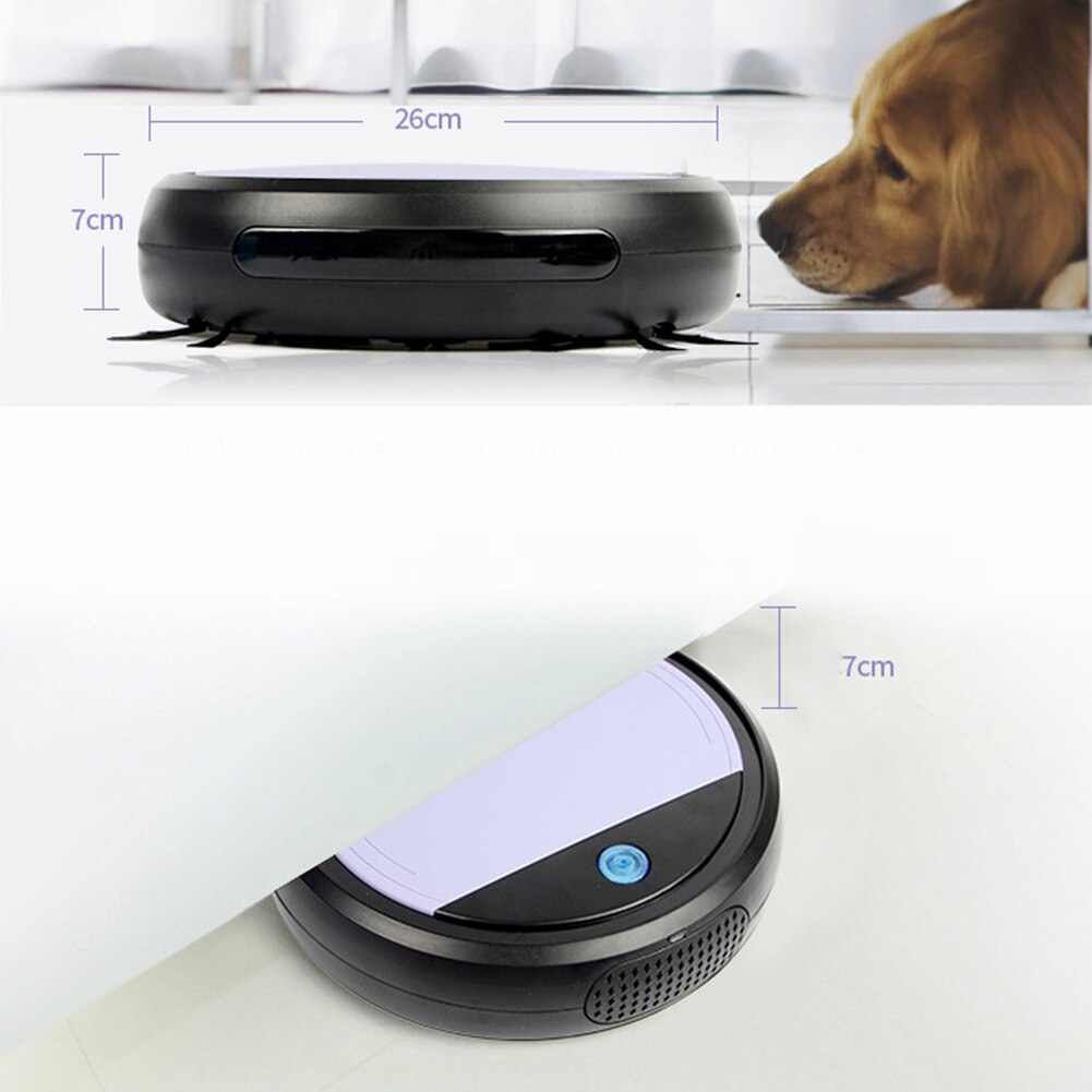 Smart Floor Vacuum Cleaner 3-In-1 Auto Rechargeable Smart Strong Suction Vacuum Cleaner Sweeper USB Rechargeable Cleaning Robot: Purple