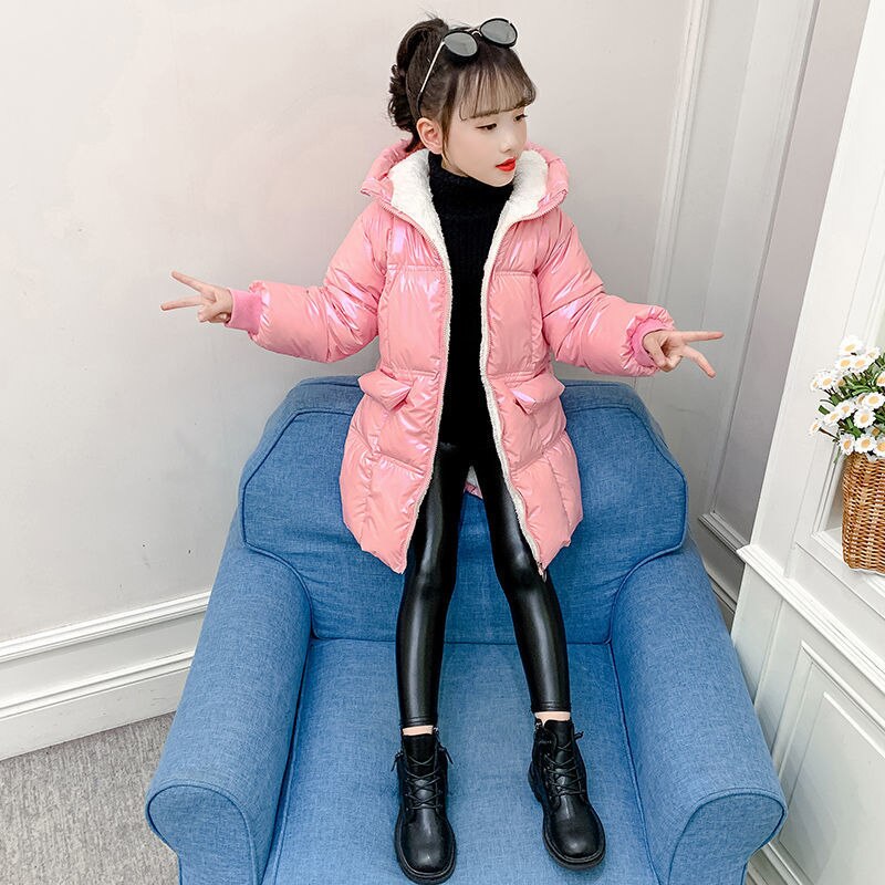 Chaqueta de plumón de terciopelo para niños y niñas, ropa de invierno cálida, Parkas gruesas, traje de nieve, abrigo, novedad de: Pink Down / 160 (13-14T)
