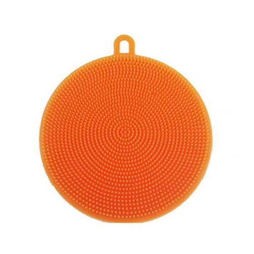 1pcs Dish Bowl Cleaning Brush Silicone Round Bowl Pan Pot Cleaning Washing Brush Scrubber Home Kitchen Pot Washing Tool: Orange
