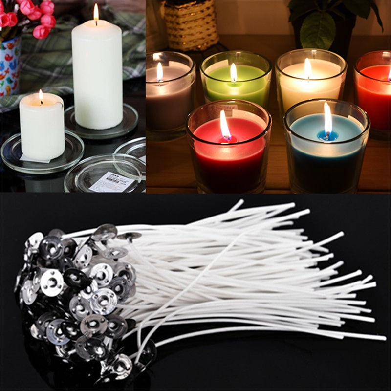 30 Uds. De mechas para velas duraderas, núcleo de algodón encerado con soportes para hacer velas DIY, suministros de , gran , de 4 pulgadas