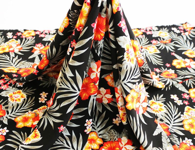 100Cm * 145Cm Planten Hawaii Stof Zacht Zomer Jurk Materiaal Viscose Poplin