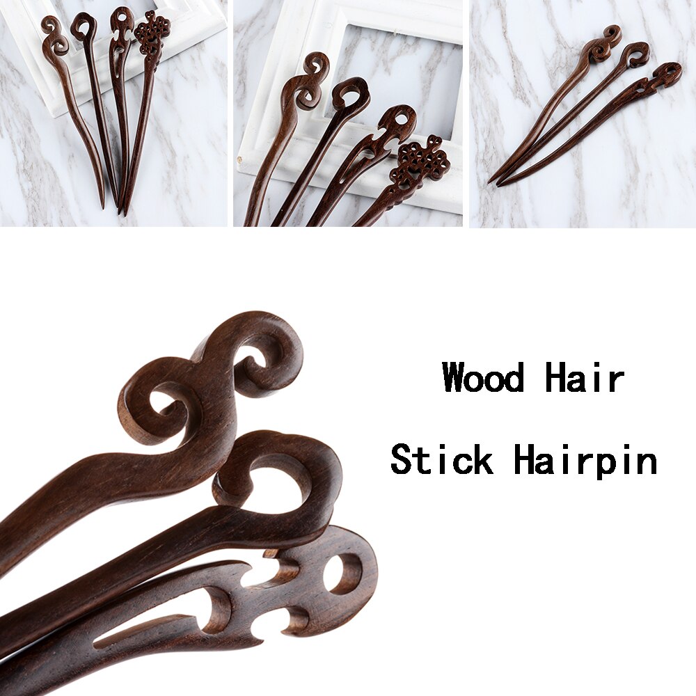 1Pcs Retro Haar Chopstick Vrouwen Onzichtbare Haar Pin Vintage Handgemaakte Gesneden Hout Haarspelden Hair Styling Tool Accessoires Chic