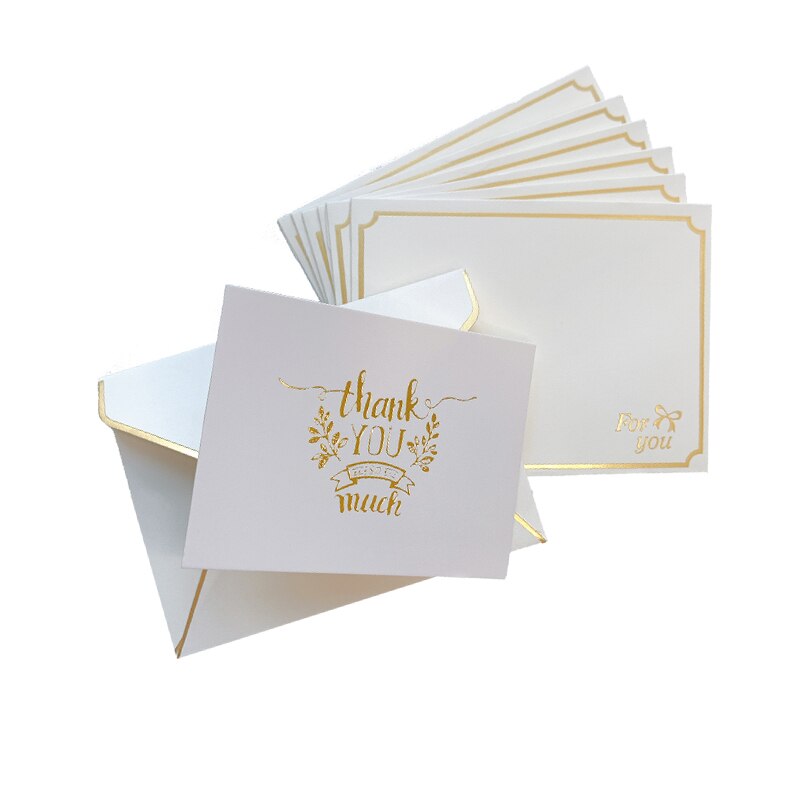 1Set Bronzing Ironing envelope with card MINI White cards wedding happy birthday Invitation 80*60MM: thank